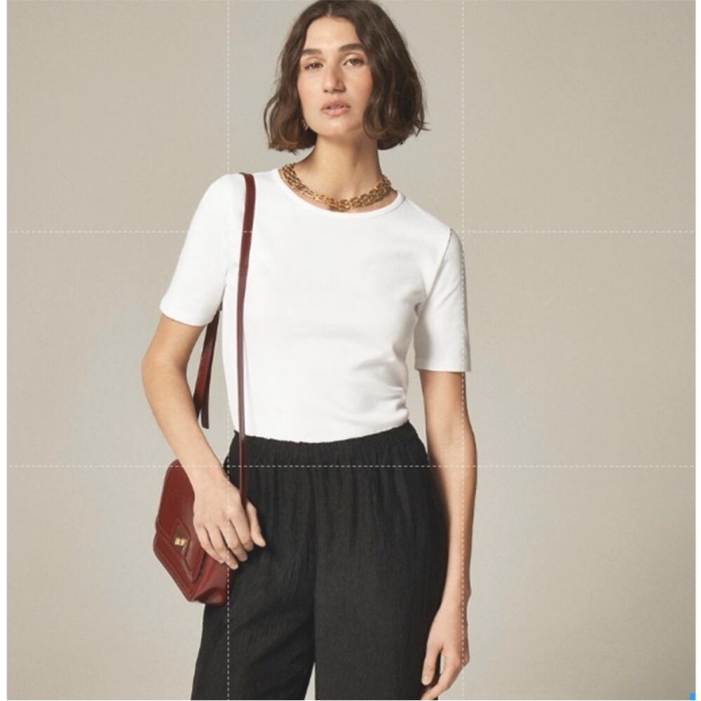 J. Crew White Perfect Fit Short Sleeve Tee Shirt XL